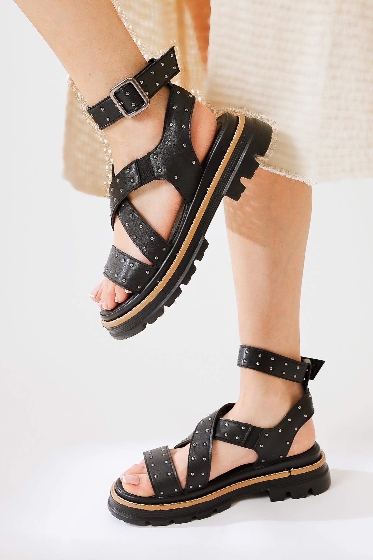 Winifred Black Belt Detailed Sandals