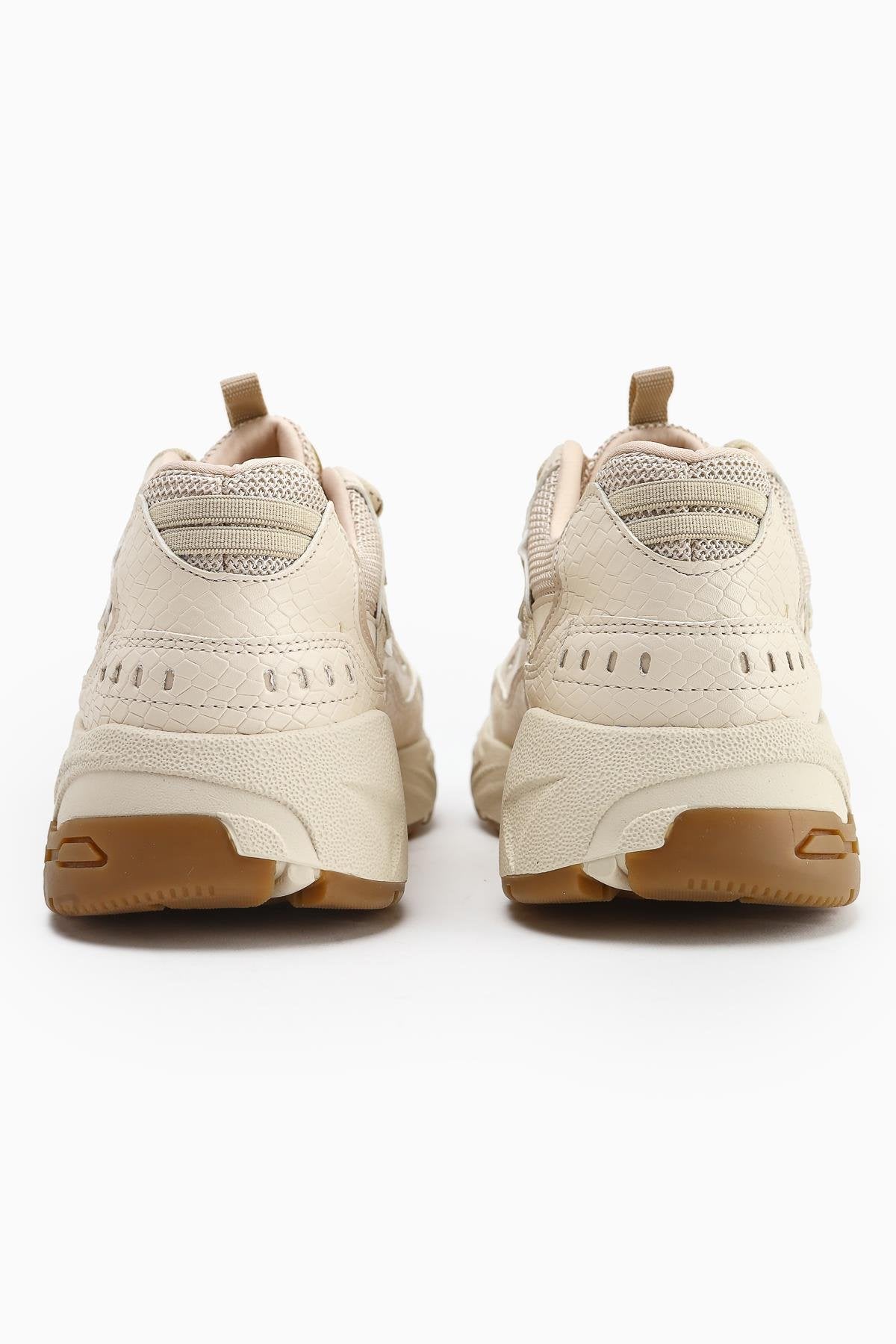 Caisa Beige Textile Detailed Lace-up Women's Sneakers