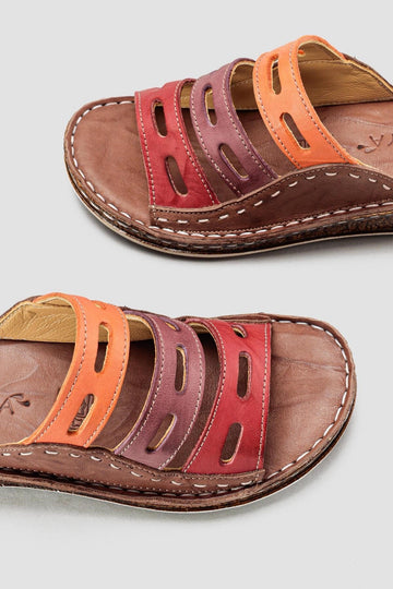 Joelle Genuine Leather – Brown Laser-Cut Slide (Women)
