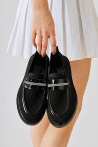 Micka Black Woven Patent Detail Stone Strap Daily Shoes