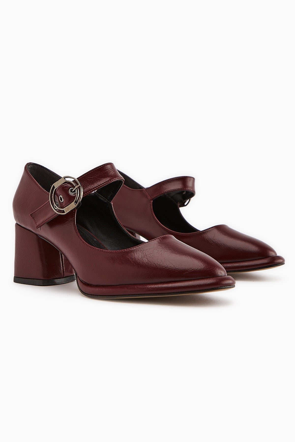 Nana – Burgundy Buckle-Detail Heeled Shoe (Women)