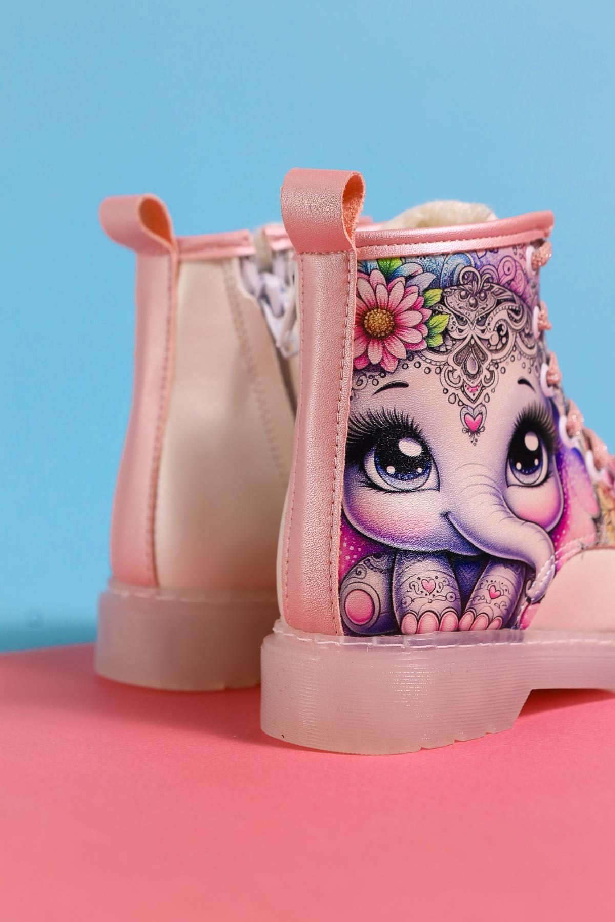 Lovise Mother of Pearl Cartoon Character Print Lace-Up Kids' Boots