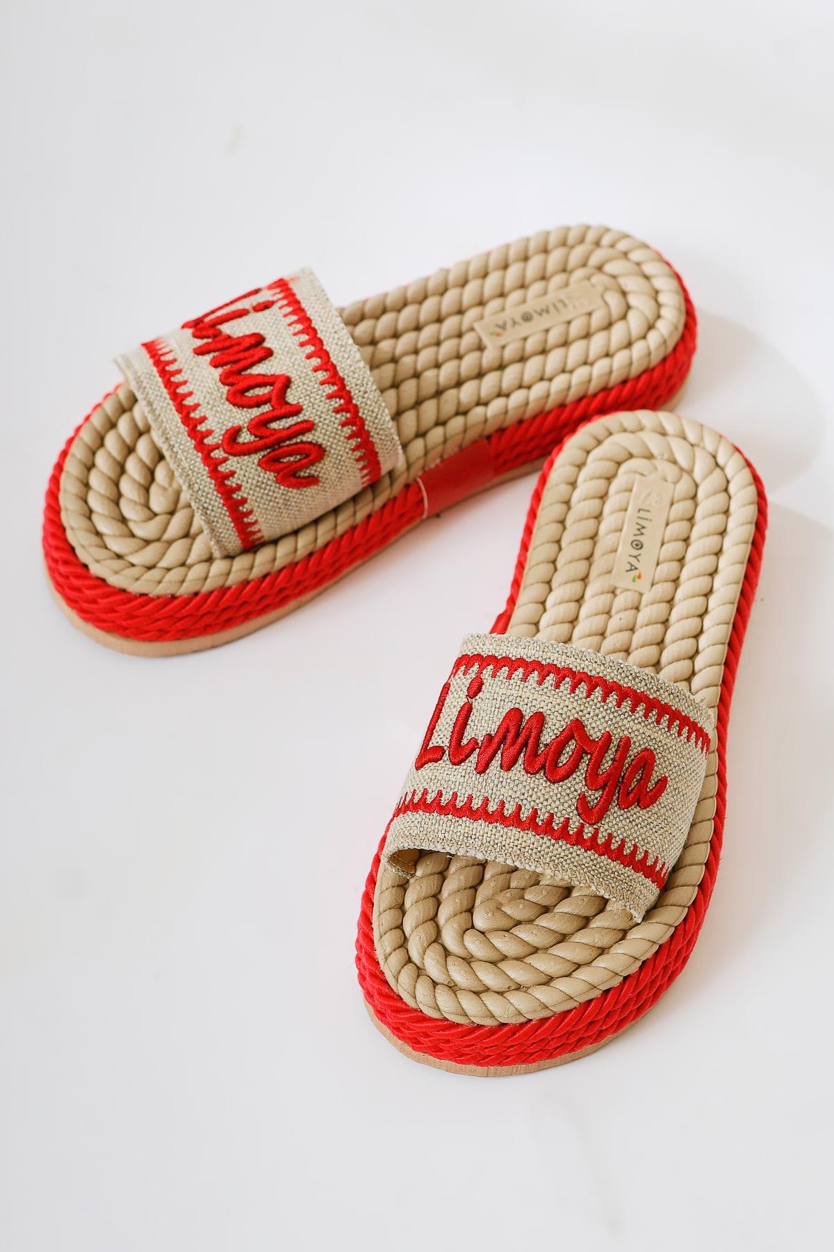 Vasana – Red Soft-Textured Thick-Sole Rope Slide (Women)