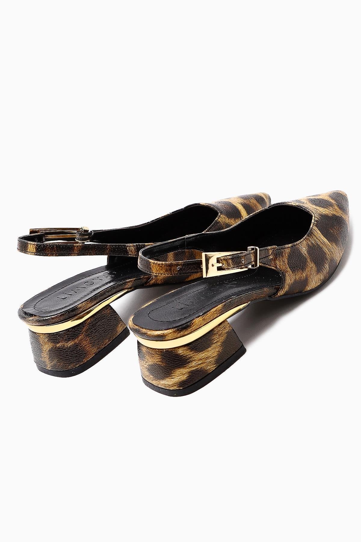 Nadiya Leopard Print Buckled Women’s Heeled Shoes