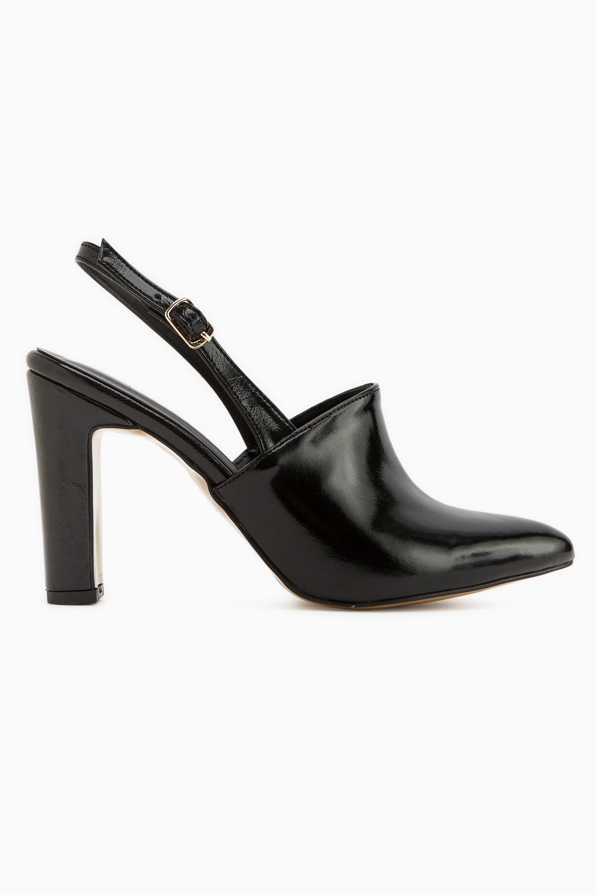 Maisa Black Pointed Toe Slingback Chunky Heeled Women’s Shoes