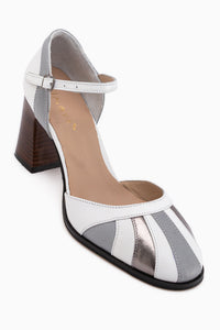 Hira Genuine Leather White Closed Toe Women’s Heeled Sandal