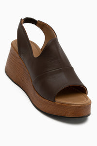 Rozelin Genuine Leather Brown Elastic Wedge Women’s Sandal