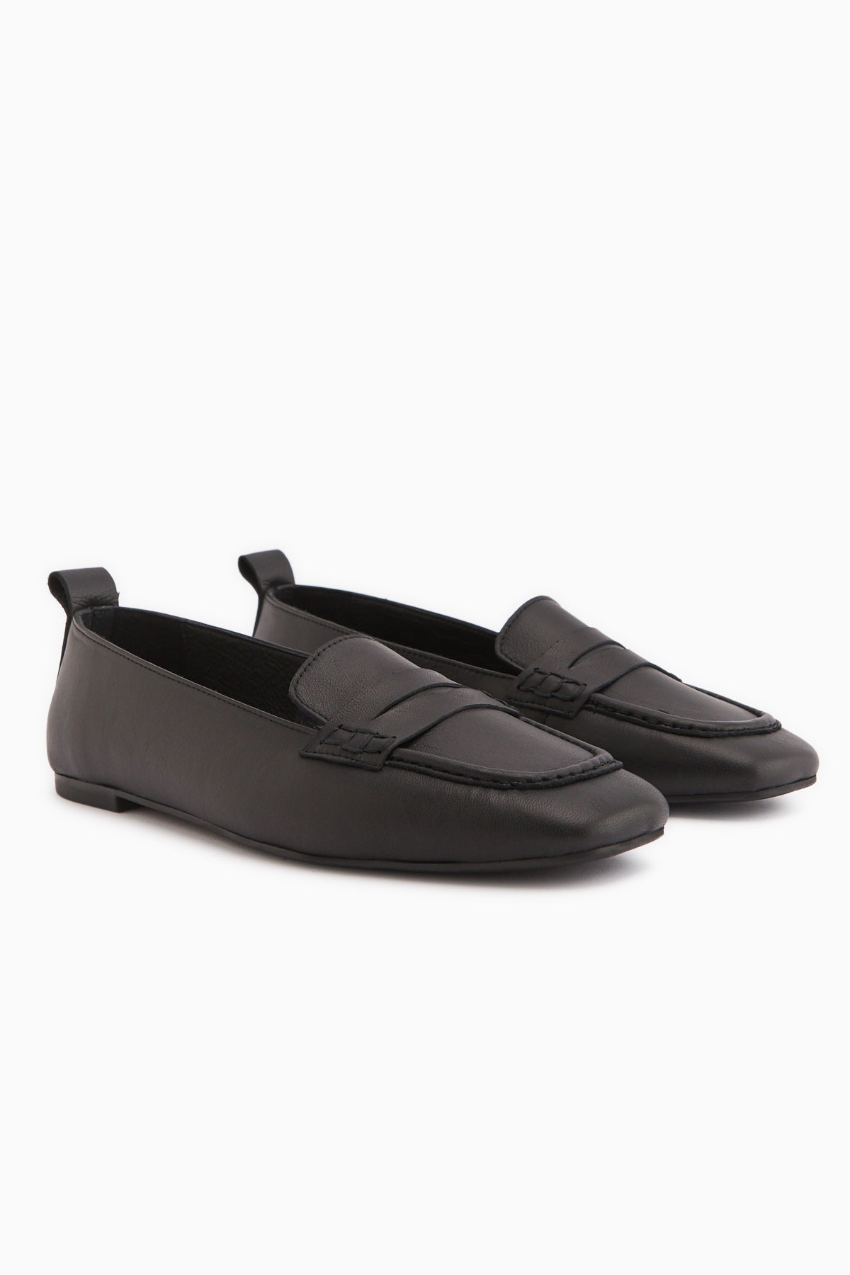 Genuine Leather Black Square-Toed Women’s Ballet Flats