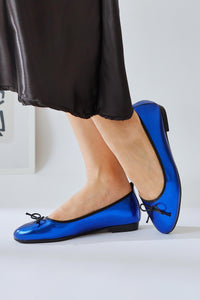 Sille Saks Crinkled Leather Bow Detailed Women’s Ballet Flats