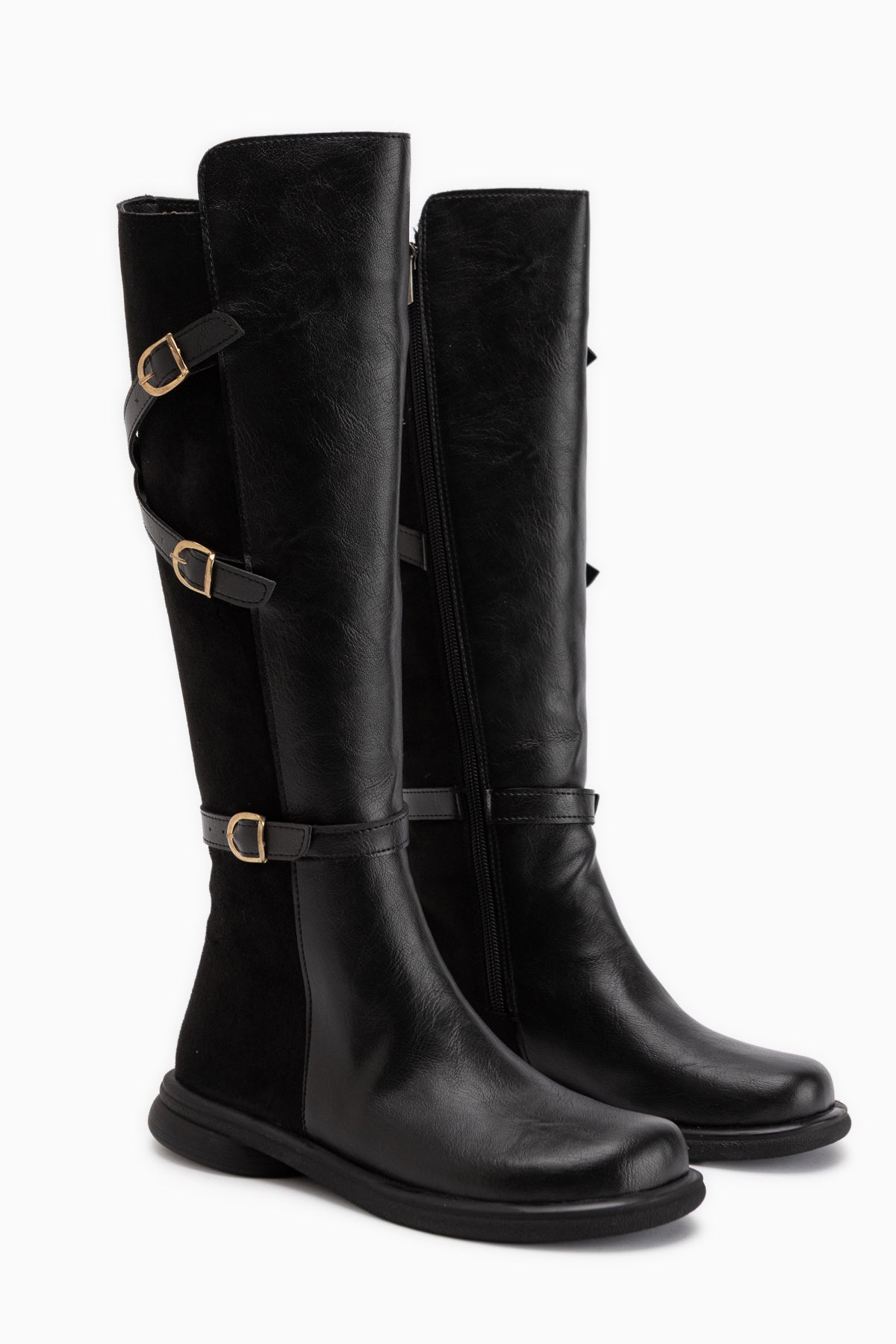 Hilda Black Suede Belted Women’s Boots