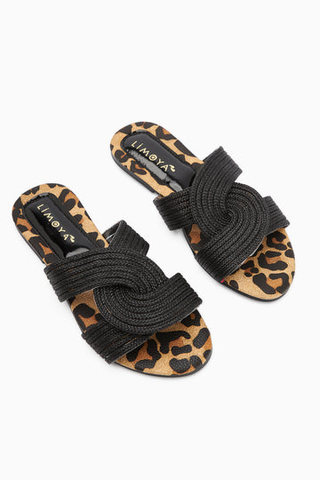 Nihaal Black Cross Strap Flat Women’s Slippers