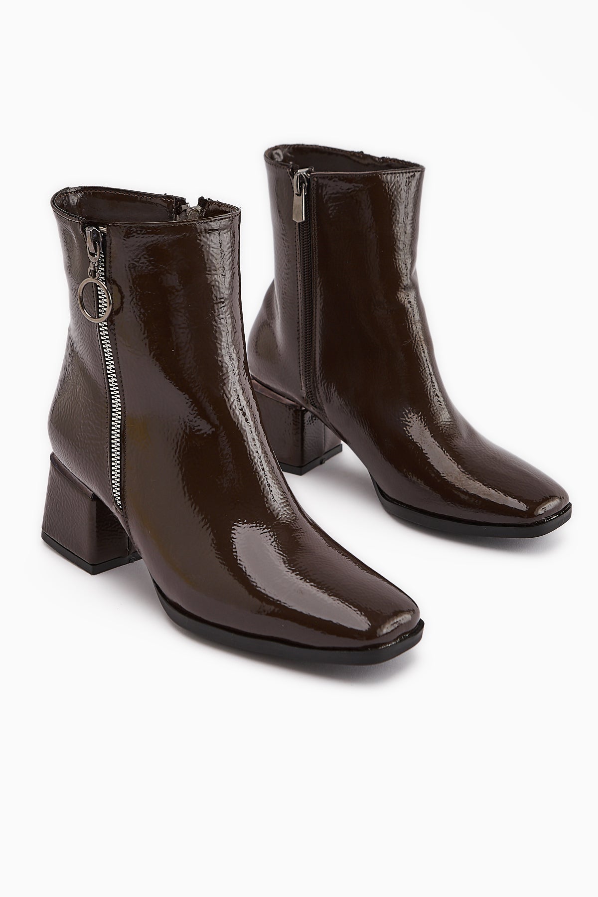 Deyana Coffee Zipper Accessorized Boot