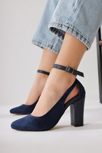Kyle – Navy Ankle-Baret-Detail High-Heel Shoe (Women)