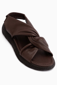 Jennie Genuine Leather Brown Cross Strap Women’s Sandal