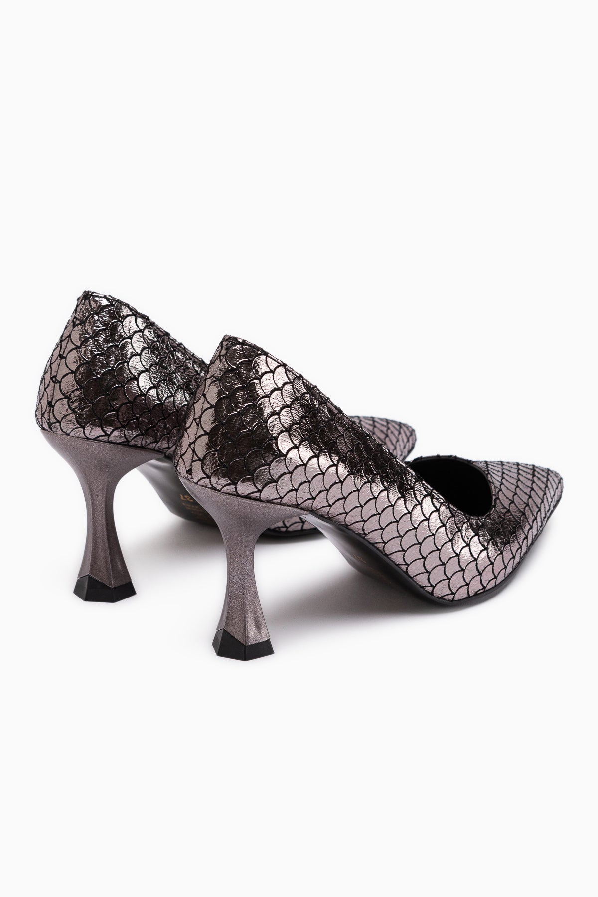 Celestine Platinum Fish Scale Textured Pointed Toe Women’s Stiletto