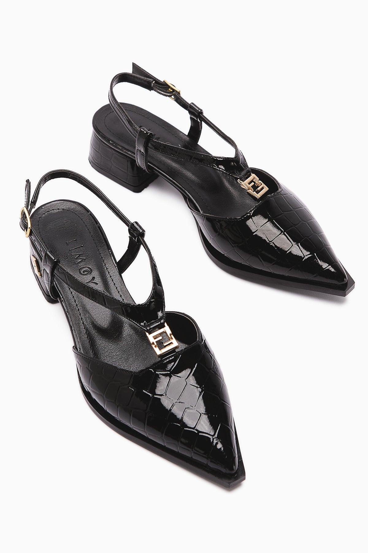 Ginny Black Crocodile Buckle Detailed Women’s Sandal