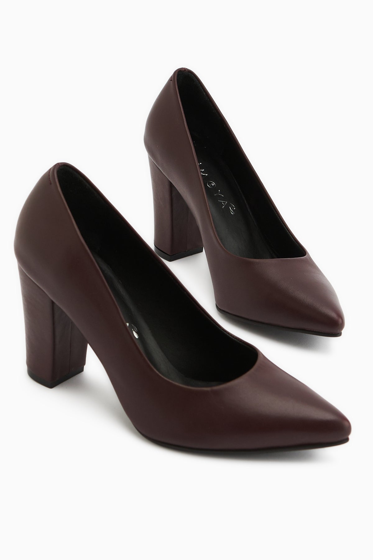Emily Genuine Leather Burgundy Thick Heeled Women’s Shoes