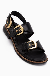 Liena Black Double Buckle Women’s Sandal