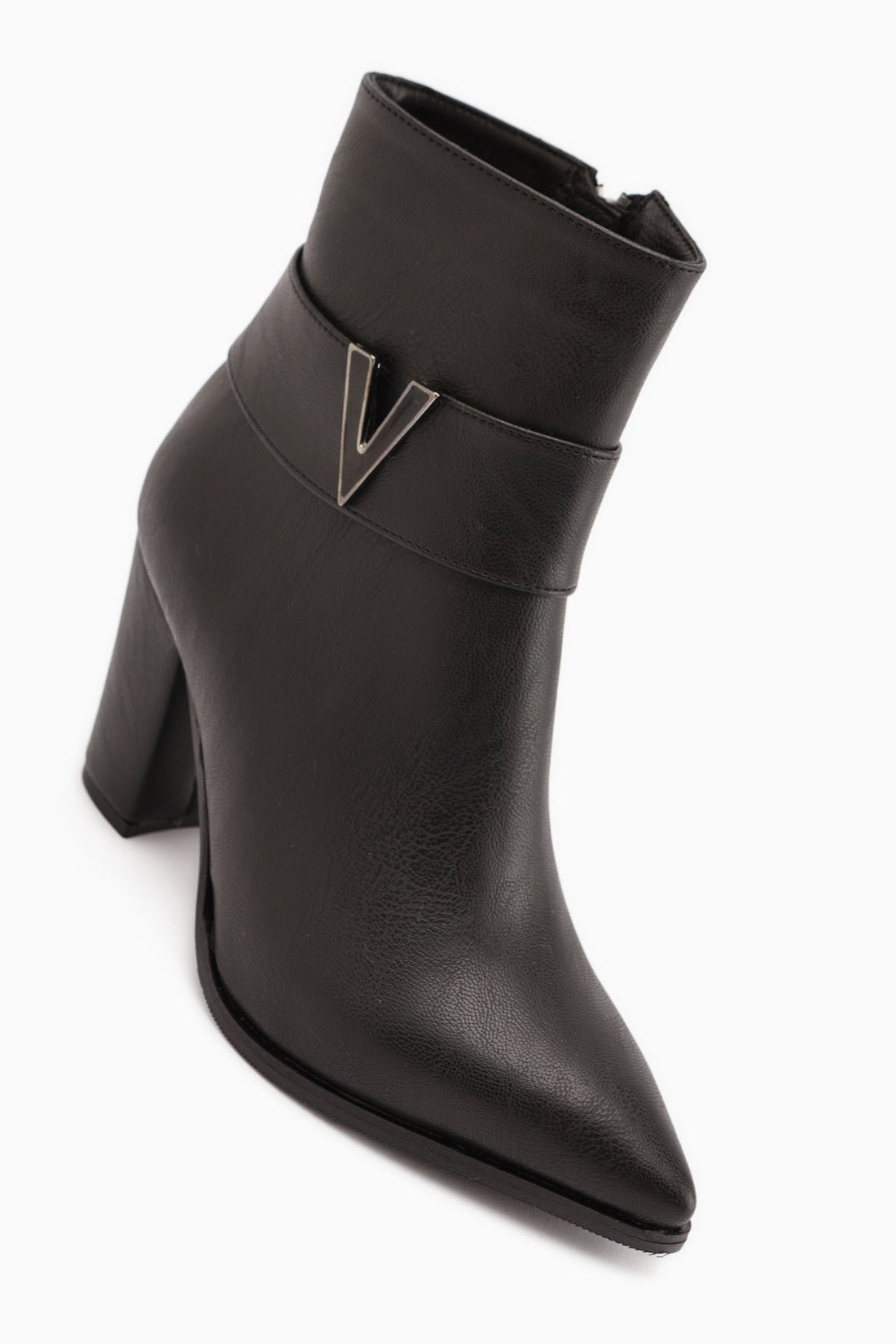 Elvia Black Buckled Chunky Heel Boots