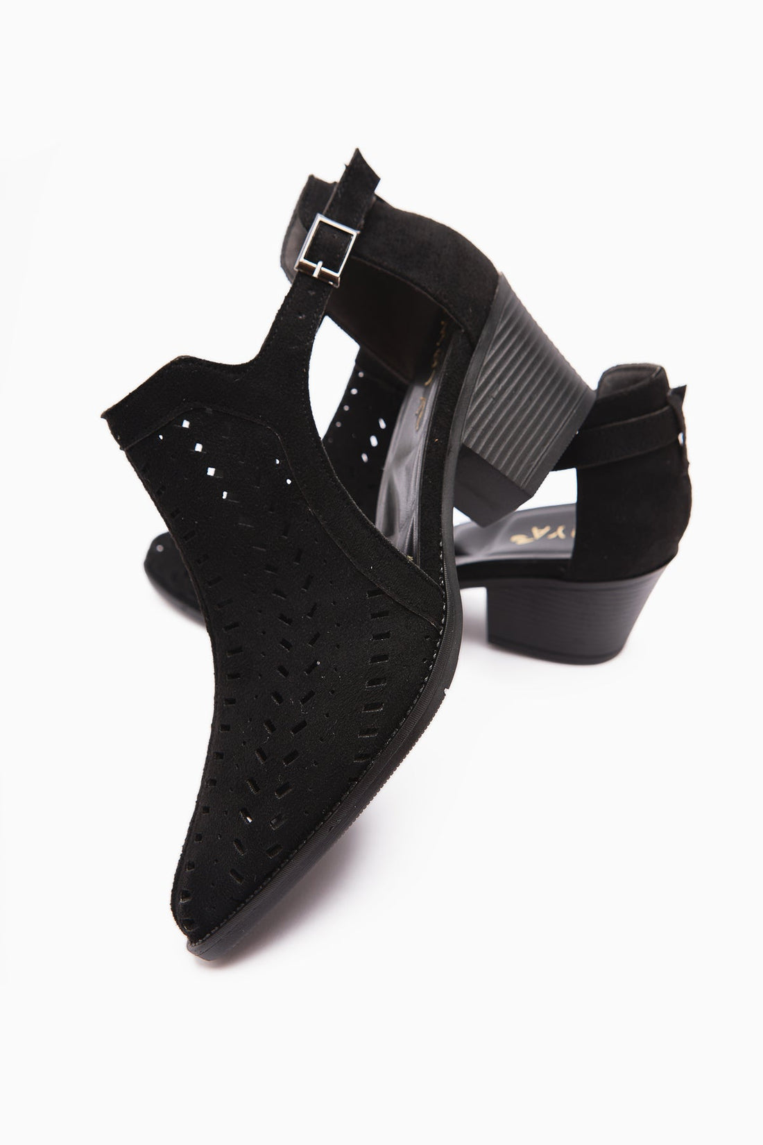 Julian – Black Perforated Block-Heel Western Summer Boot (Women)