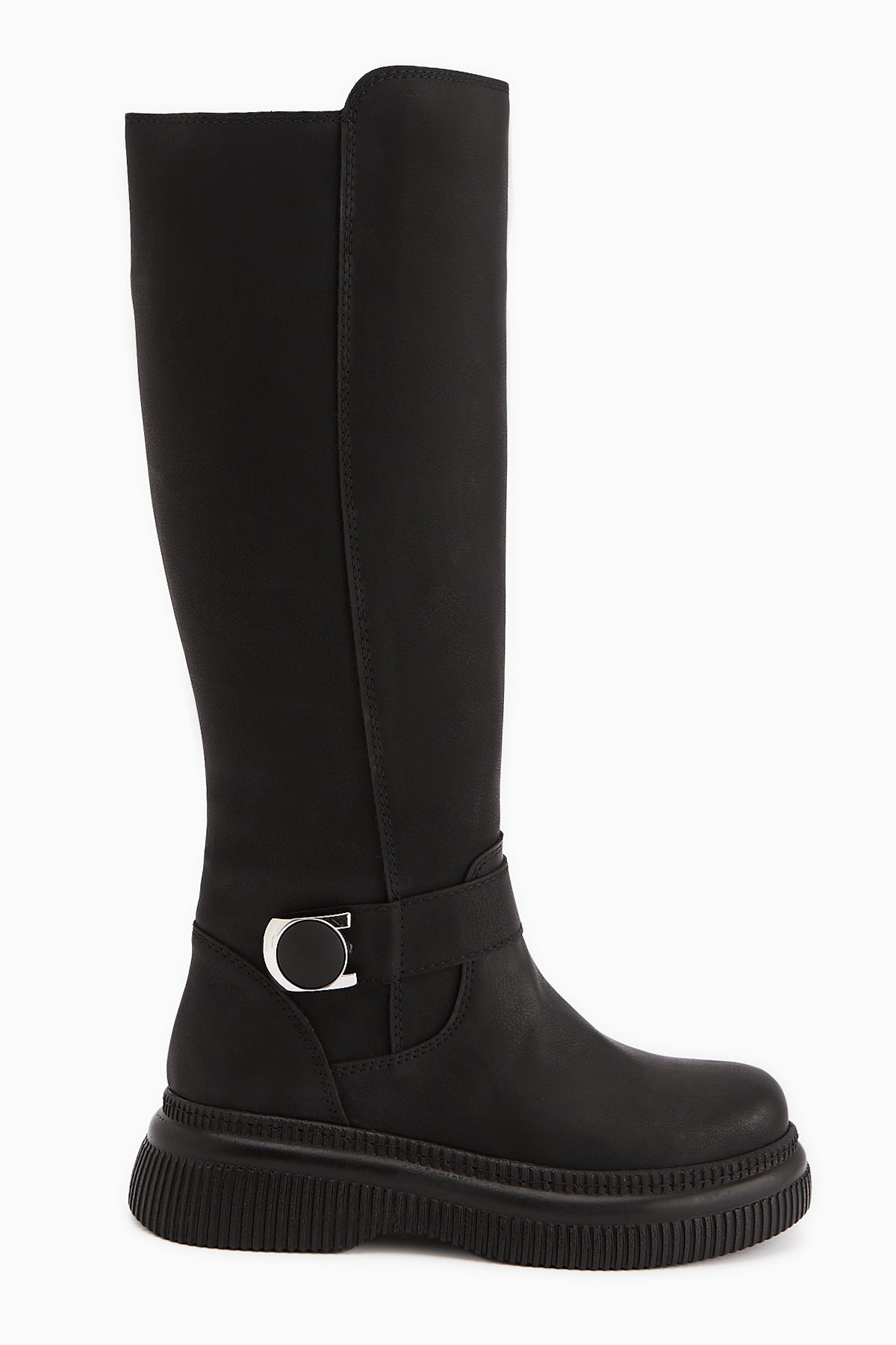 Juliah Black Buckle Detailed Zippered Boots
