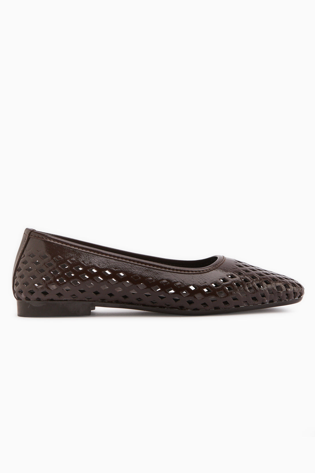 Elisa Brown Laser Cut Square Toe Women’s Ballet Flats