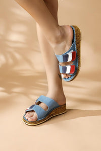 Kassid Genuine Leather Blue Comfort Slipper