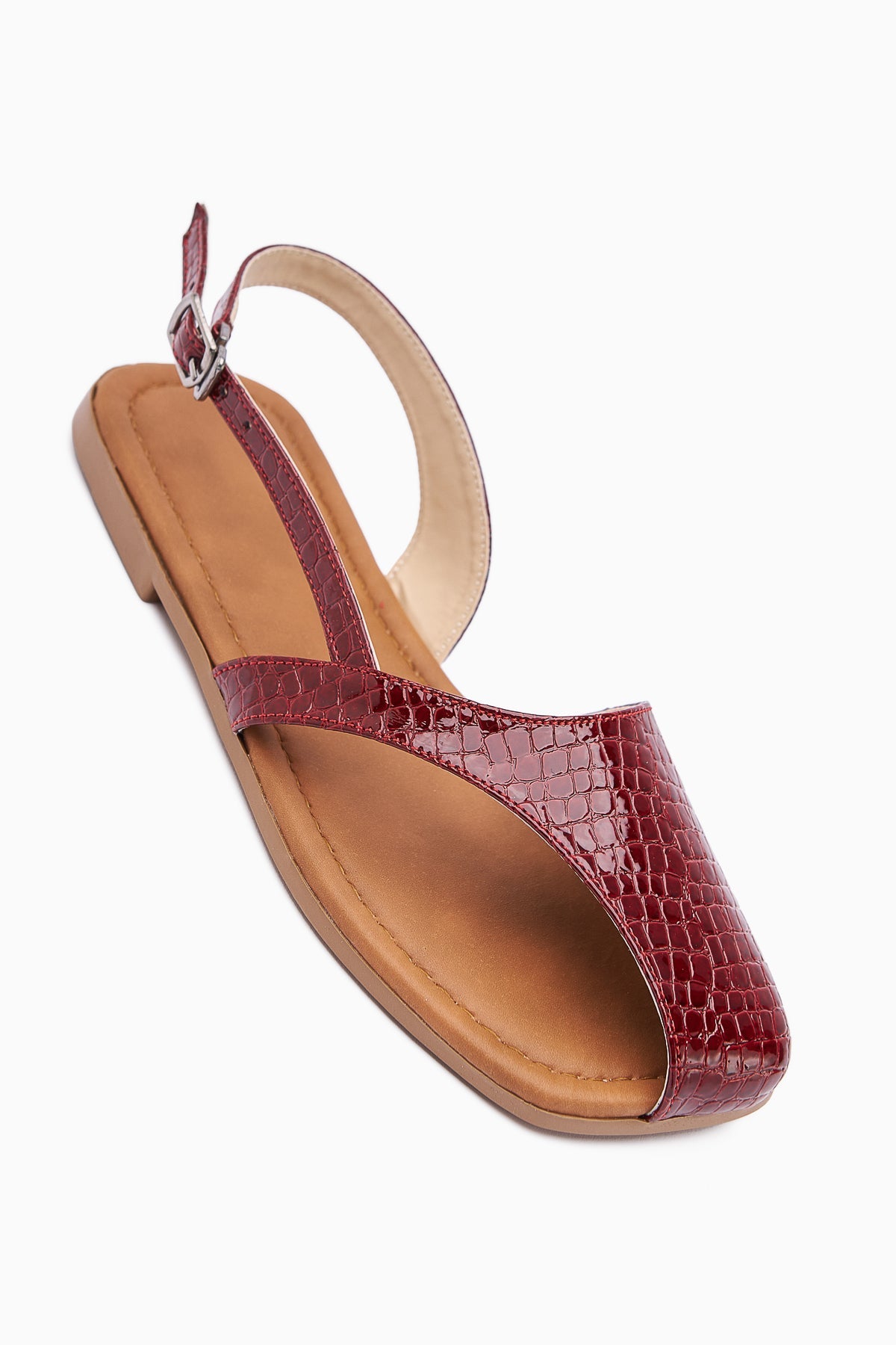 Agnez Burgundy Belt Detailed Women's Sandal