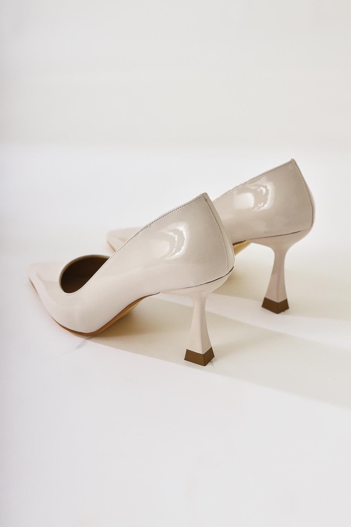 Celestine – Beige Patent Pointed-Toe Stiletto (Women)