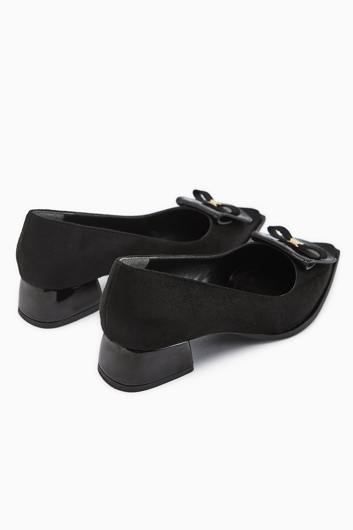 Boel – Black Suede Buckle-Detail Low Heel Shoe (Women)