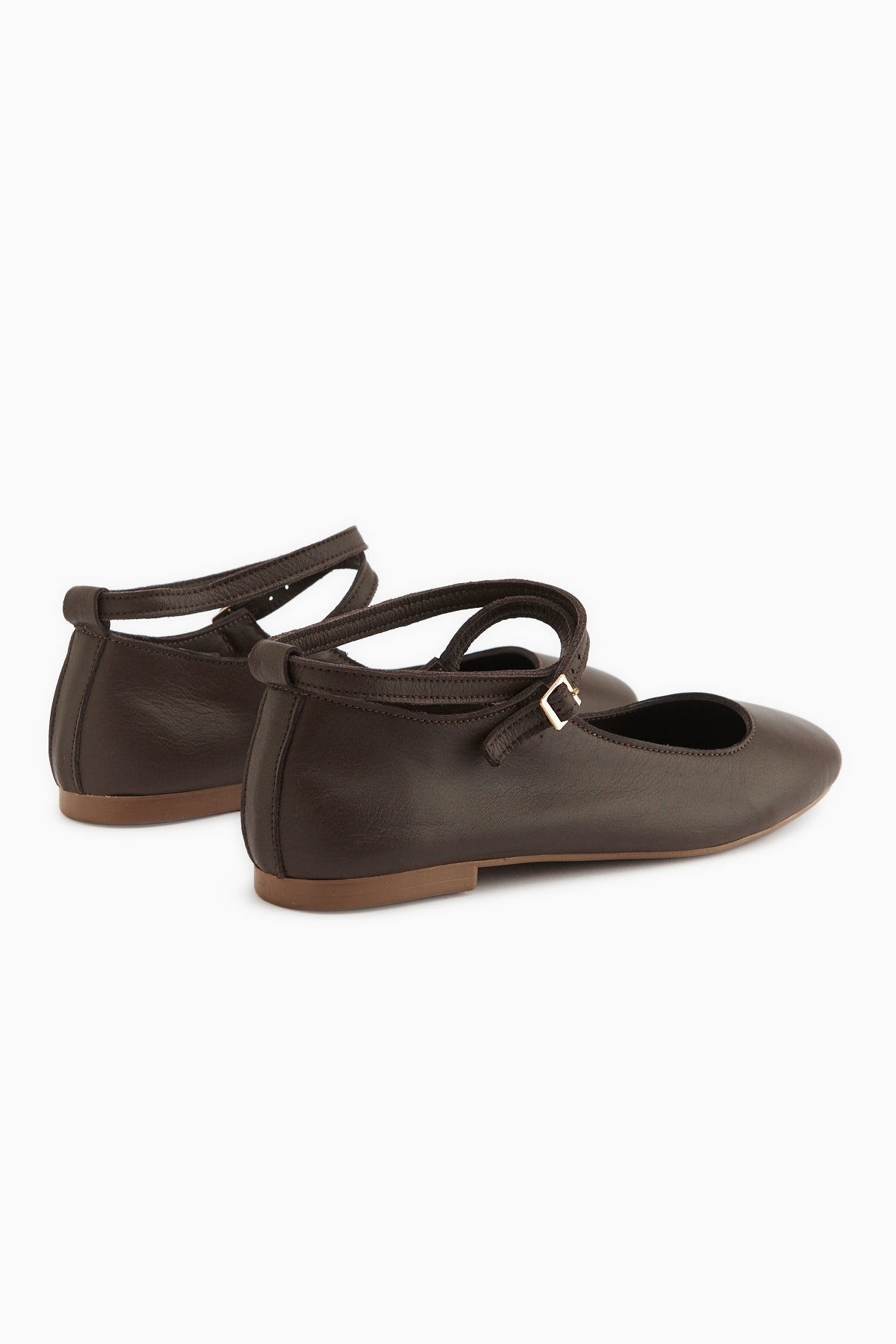 Genuine Leather Ameli Brown Cross Strap Women’s Ballet Flats