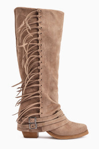 Rozin – Taupe Suede Bohemian Knee-High Boot (Women)