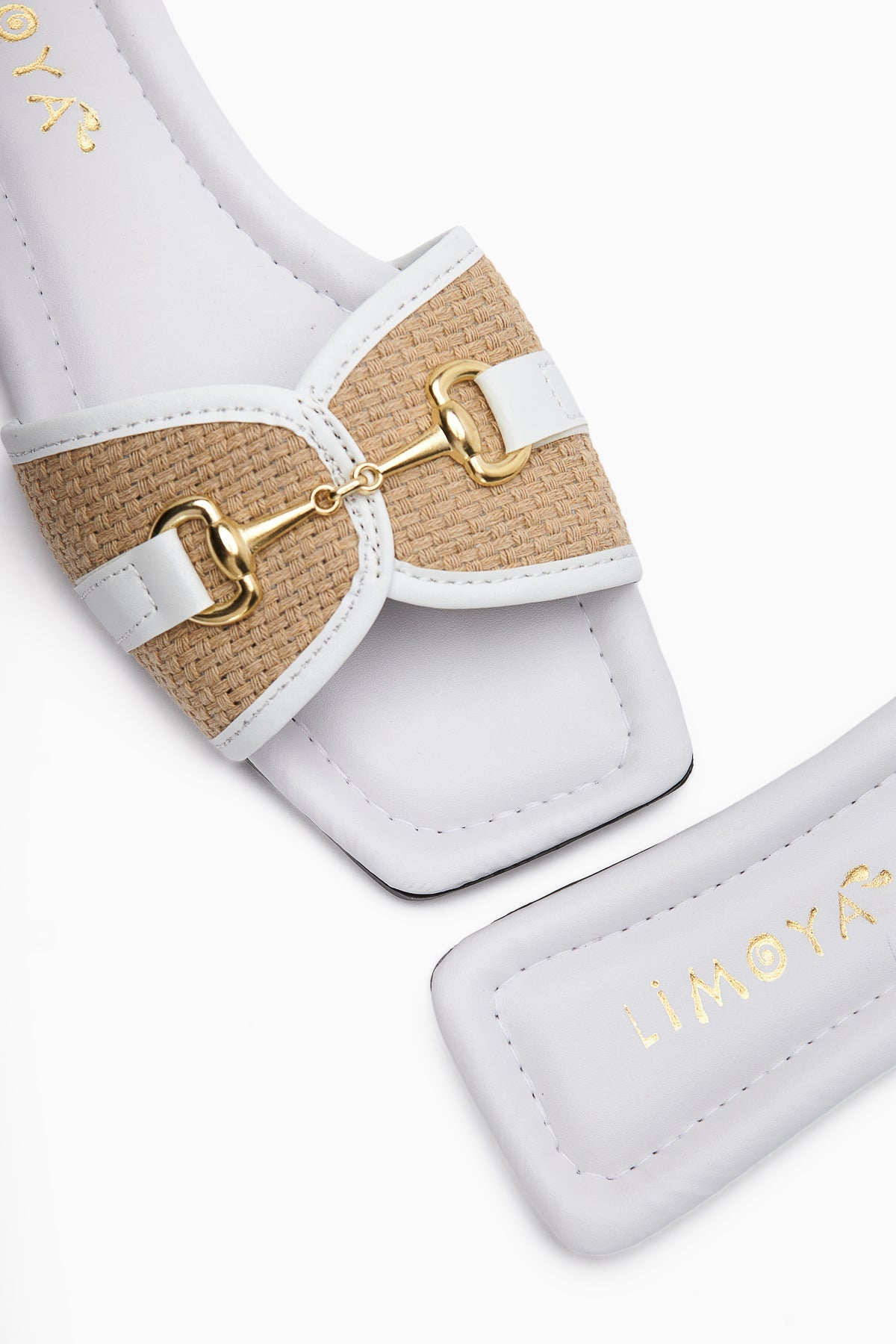 Elanor White Women's Flat Slippers with Buckle