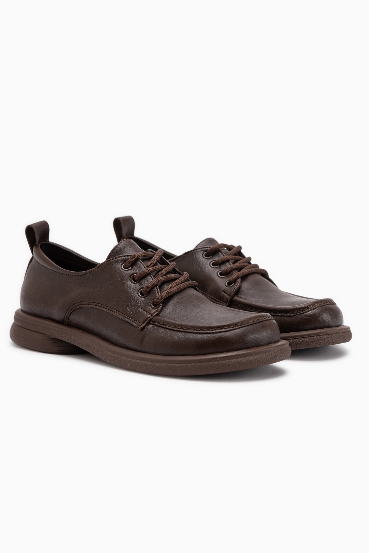 Ria Brown Thick Sole Lace-Up Women’s Loafer Shoes