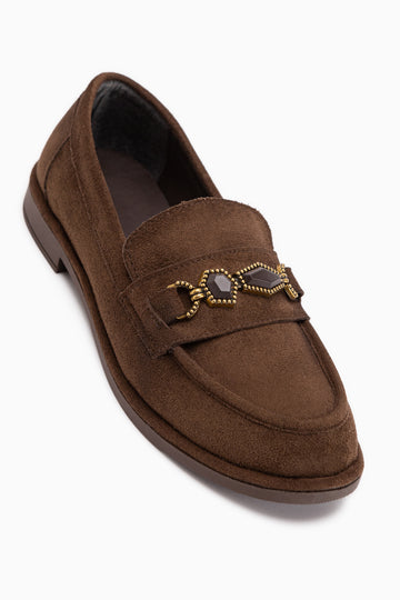 Callie Brown Suede Stone Women’s Loafer Shoes