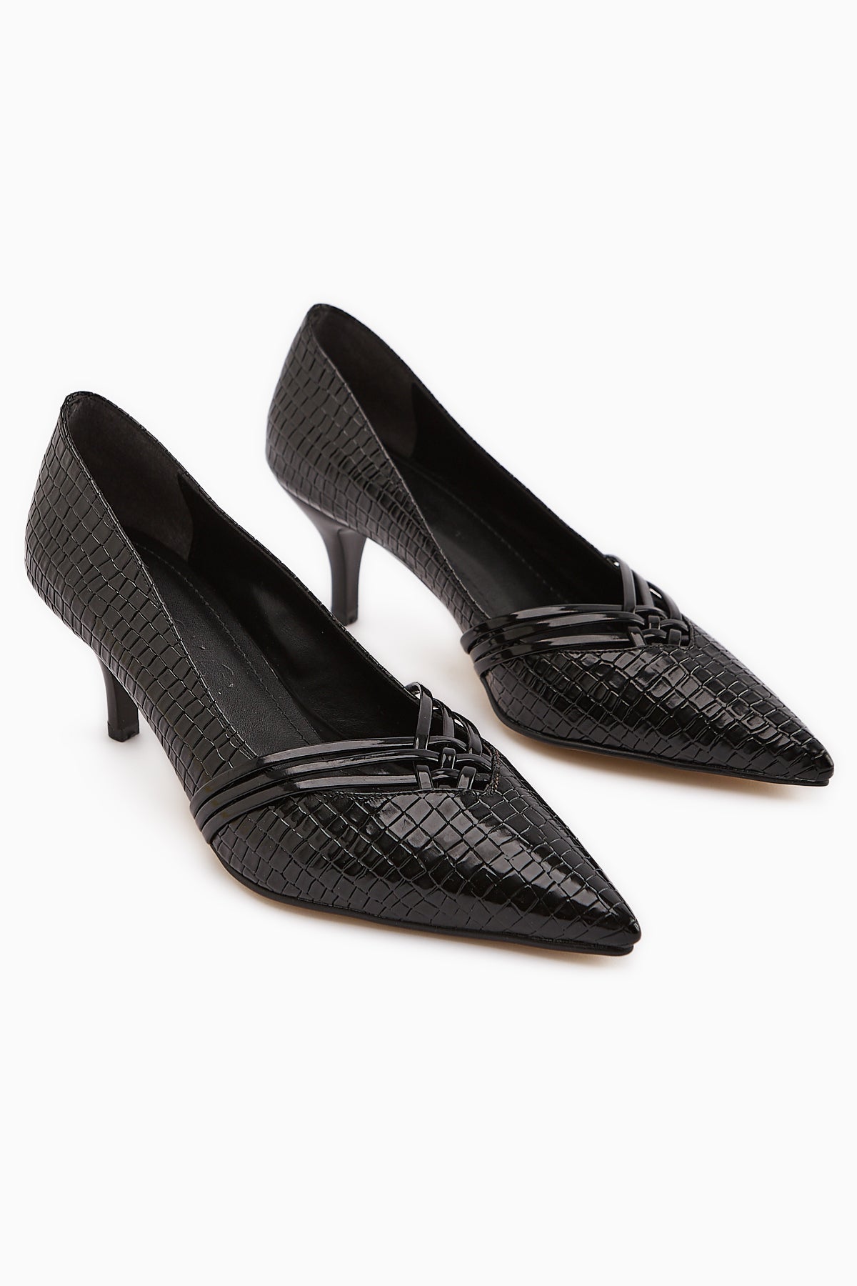 Riyam – Black Croc-Embossed Stiletto (Women)