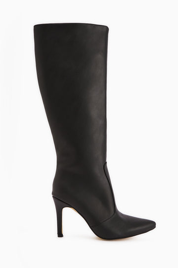 Lucine Black Pointed Toe Slim Heeled Boots