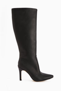 Lucine Black Pointed Toe Slim Heeled Boots