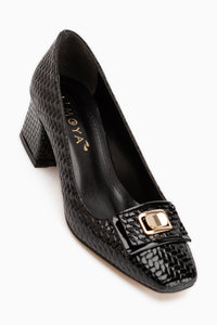 Keira Black Buckle Detailed Women’s Heeled Shoes