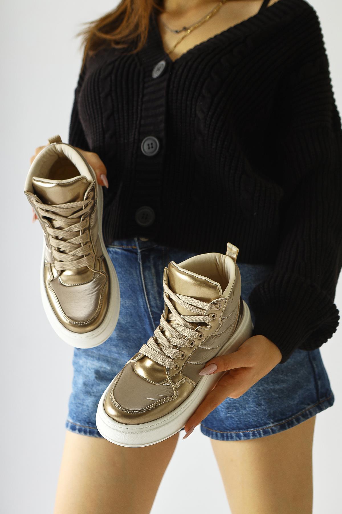 Raia – Gold Fluorescent Textile Lace-Up Sport Boot (Women)