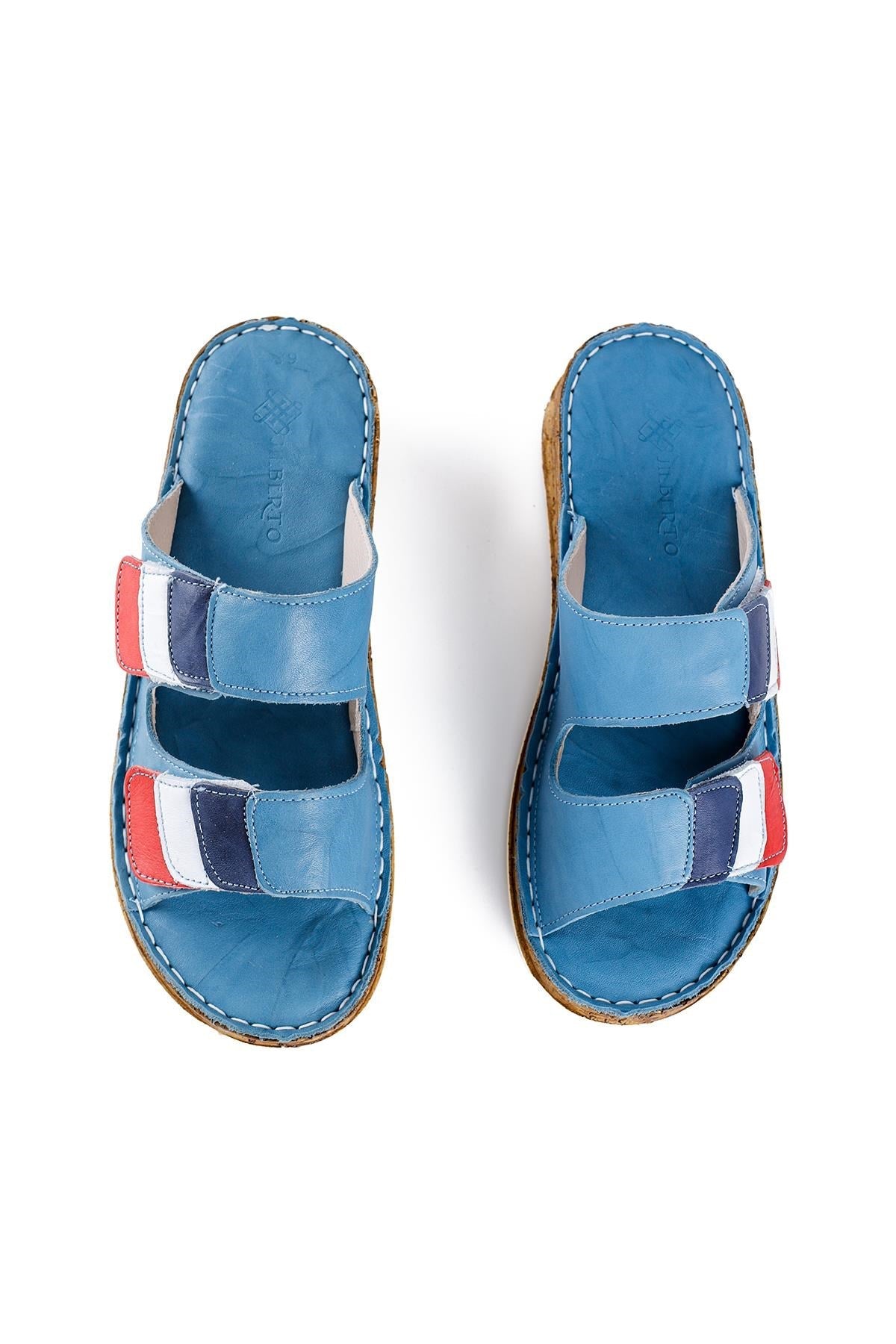 Kassid Genuine Leather Blue Comfort Slipper