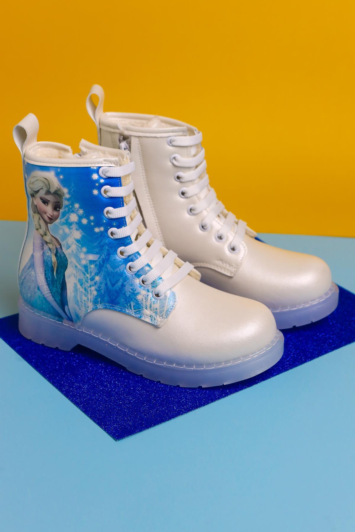 Fida Mother of Pearl Cartoon Character Print Light-Up Lace-Up Kids' Boots