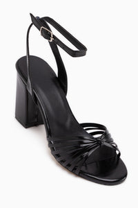 Leiya Black Ankle Strap Thick Heeled Women’s Sandal