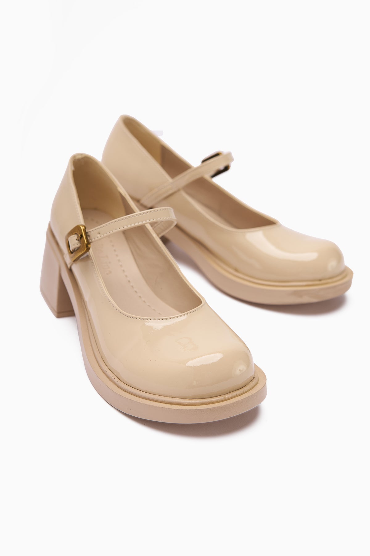 Mirka - Beige Patent Strap-Detail Loafer (Women)