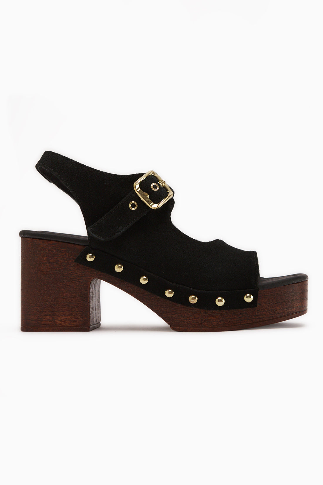 Cleo Black Suede Belted Platform Heeled Women’s Sandal