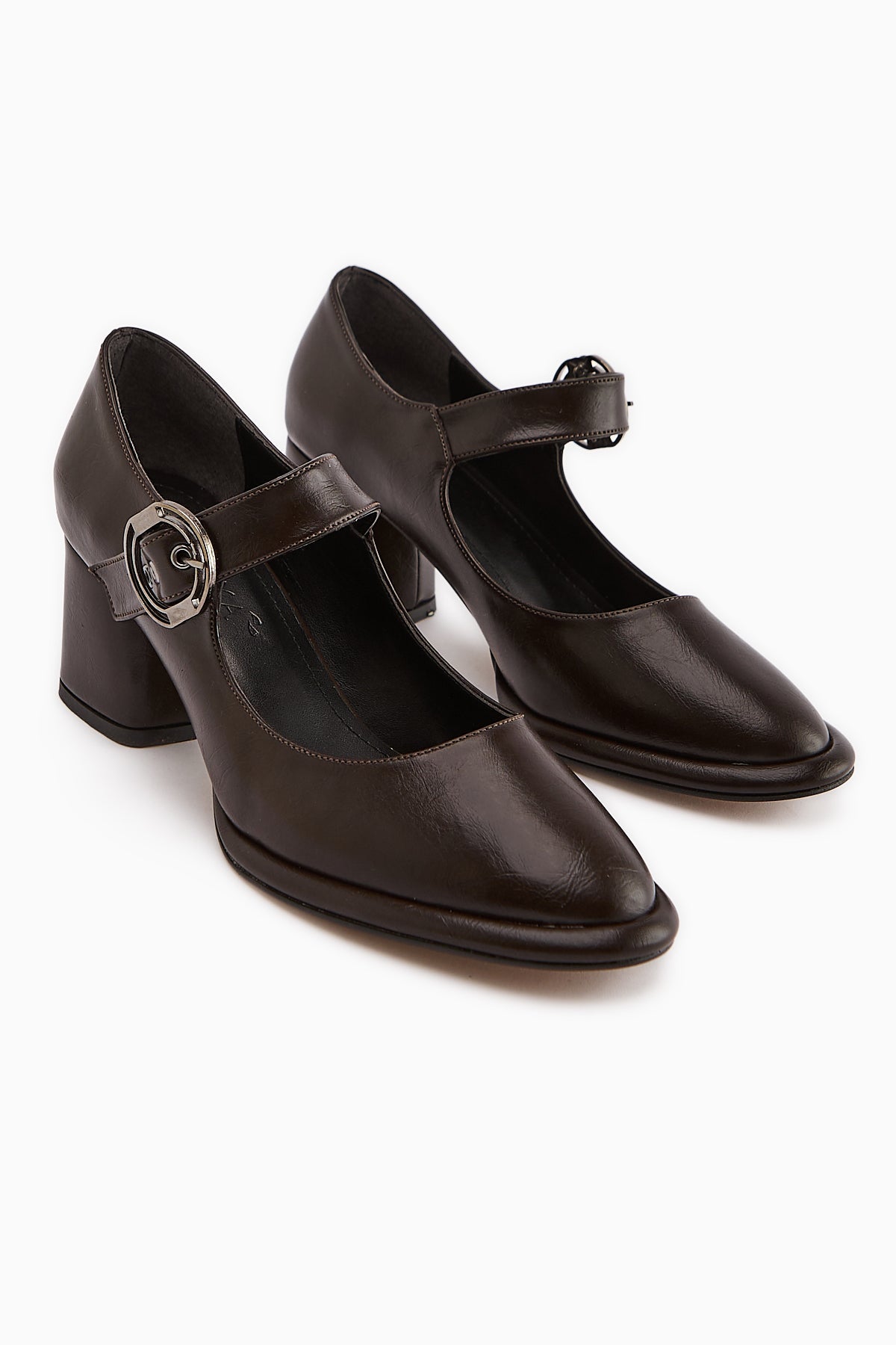 Nana – Brown Buckle-Detail Heeled Shoe (Women)