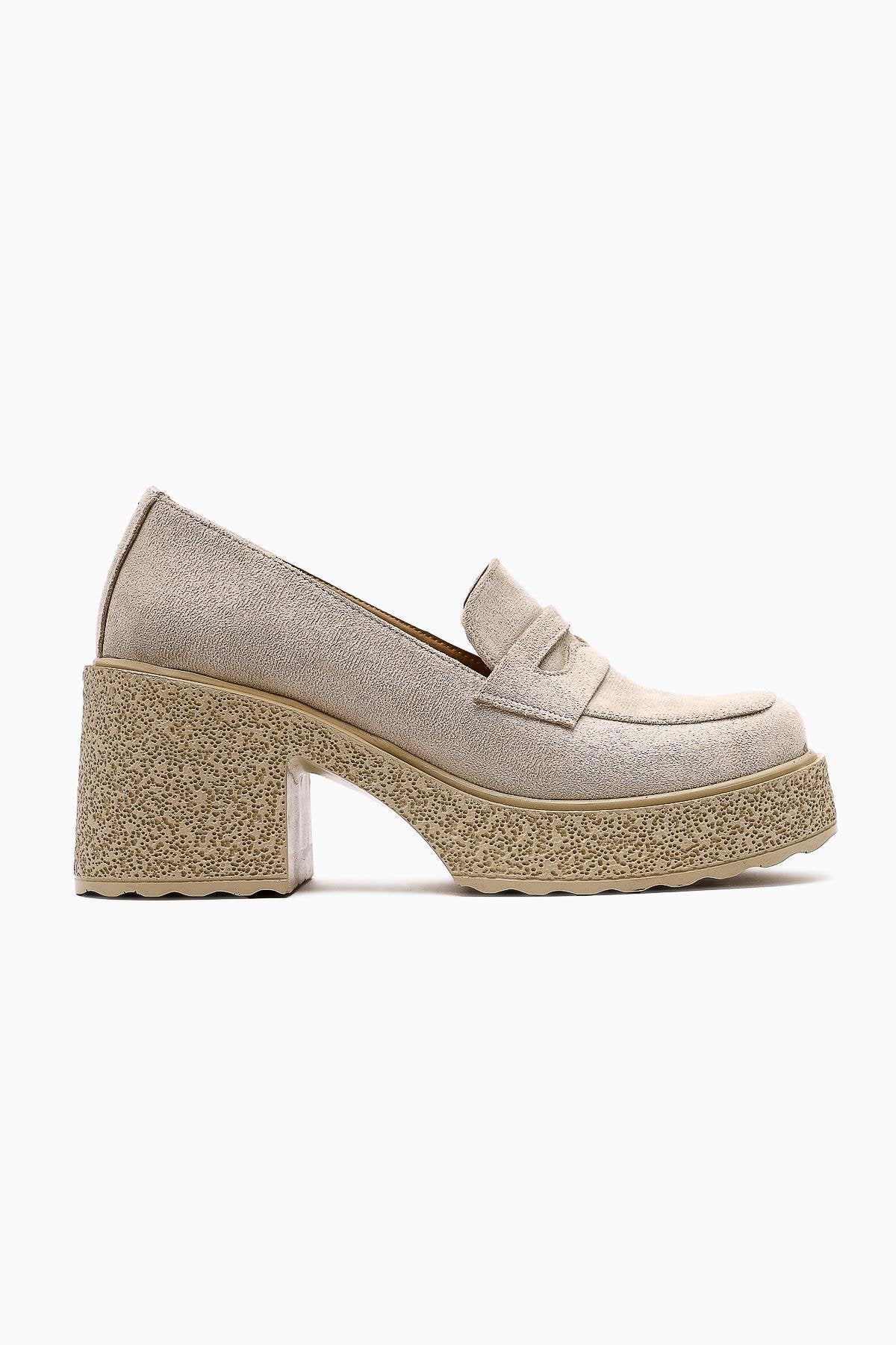 Boi Nude Suede Platform Casual Shoes