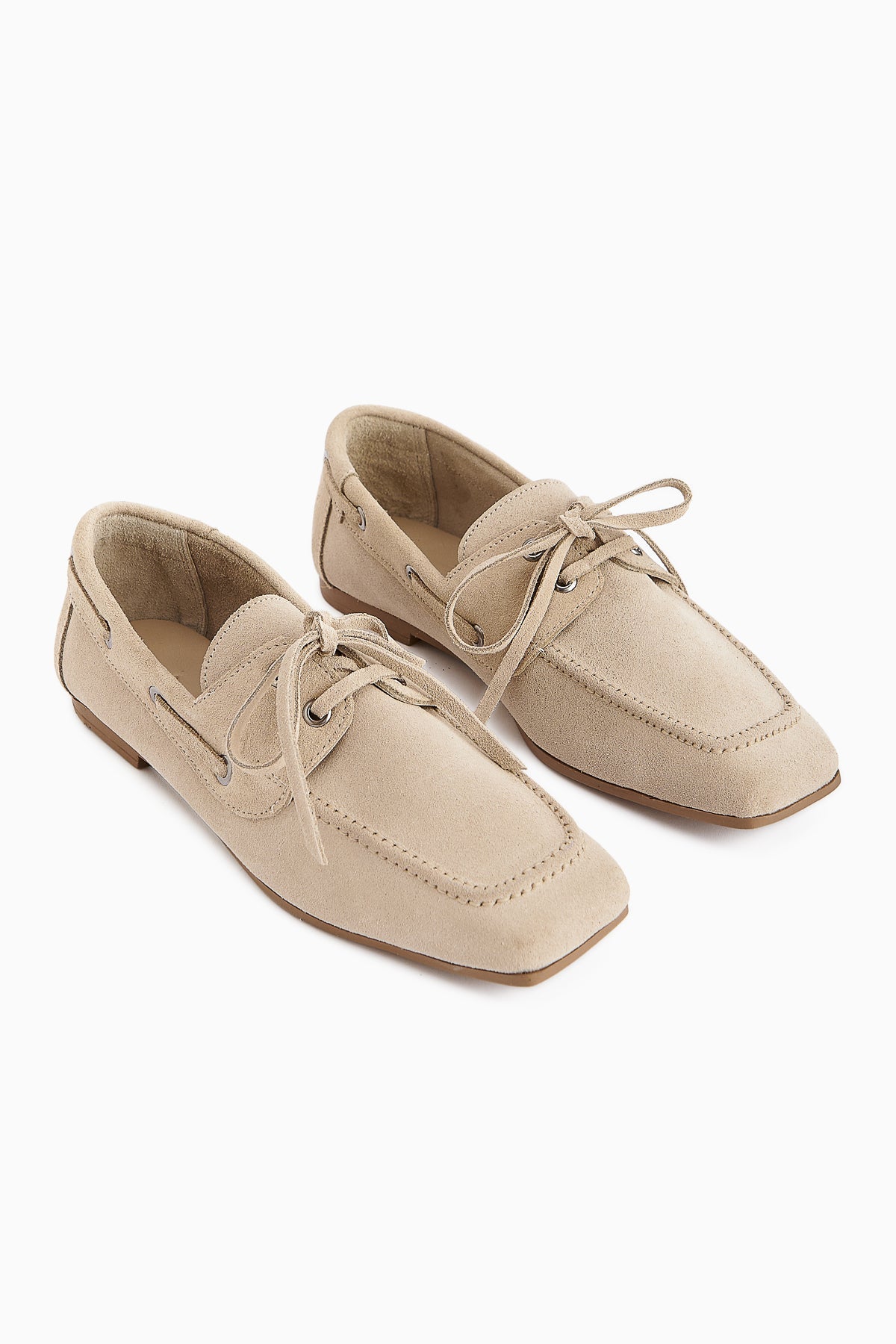 Arian Genuine Leather – Beige Suede Lace-Up Casual Loafer (Women)