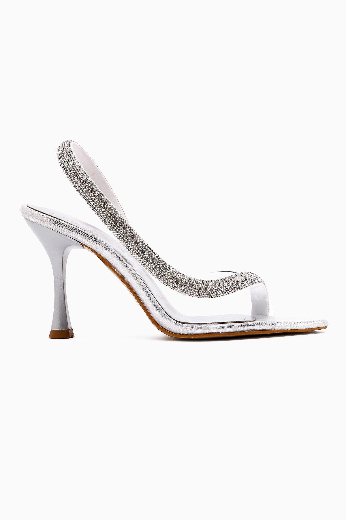 Agata Silver Pointed Toe Asymmetric Embellished Rope Women's Dress Shoe
