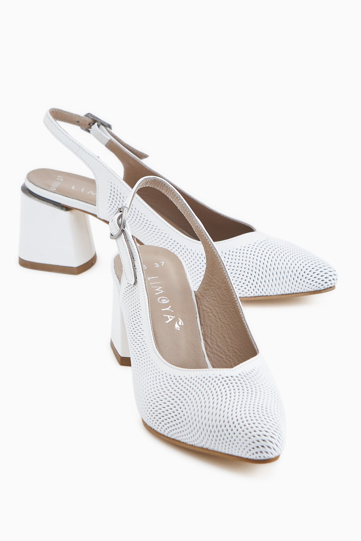 Ravina Genuine Leather White Women’s Heeled Shoes